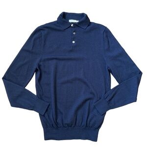 SuitSupply 100% Merino Wool Sweater Men’s Small Navy Blue Fine Knit Pullover